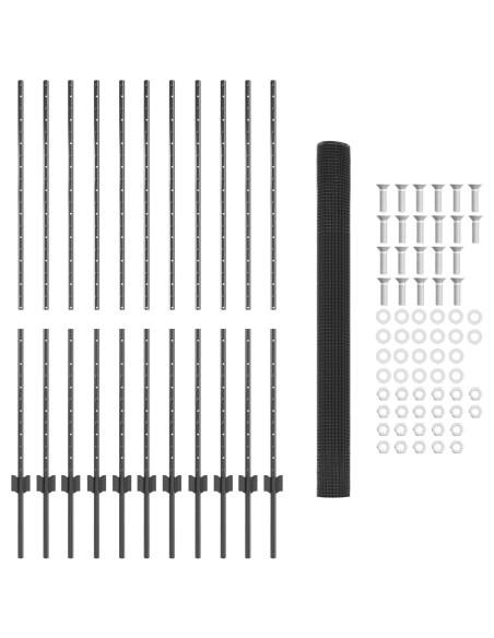 Recinzione con Posto Grigio 1,4 x 25 m Acciaio e PVC
