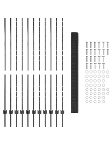 Recinzione con Posto Grigio 1,6 x 25 m Acciaio e PVC