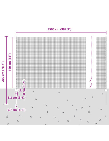 Recinzione con Posto Grigio 1,6 x 25 m Acciaio e PVC