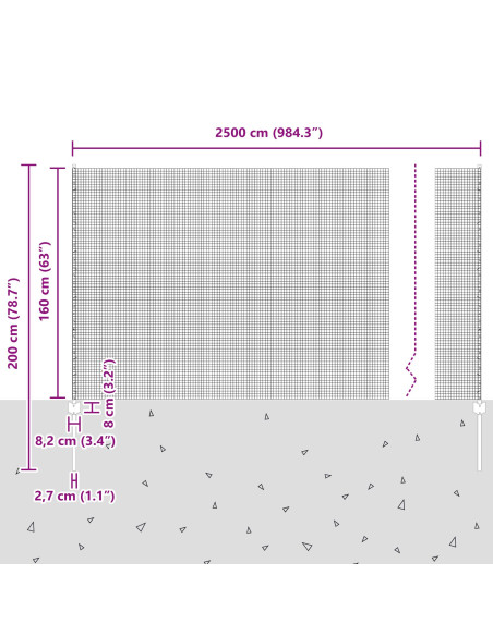 Recinzione con Posto Grigio 1,6 x 25 m Acciaio e PVC