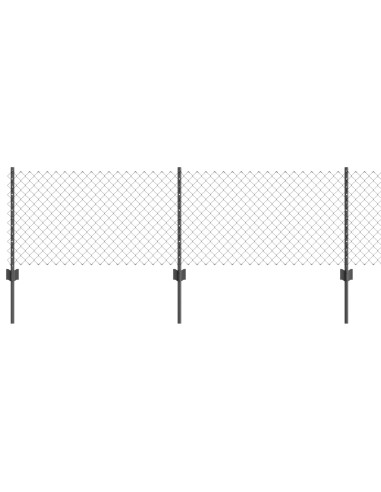 Recinzione con Posto Grigio 0,4 x 50 m Acciaio e PVC