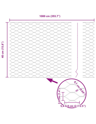 Recinzione Esagonale Grigio 0,4 x 10 m PVC