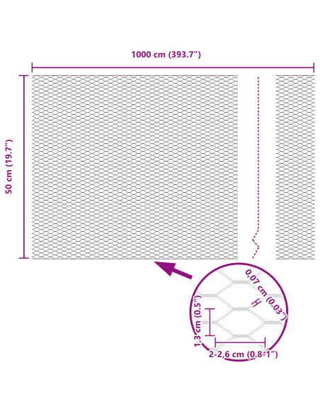 Recinto Esagonale Grigio 0,5x10 m Acciaio