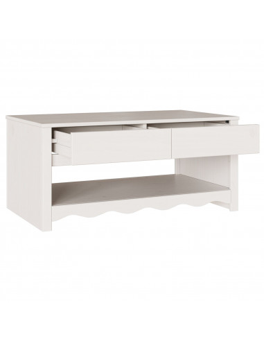 Tavolino da caffè ""DRAMMEN"" Bianco 99x55x45 cm in Legno di Pino