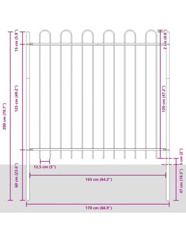 Recinzione per Giardino 2 pcs Grigio 3,4 x 1,5 m