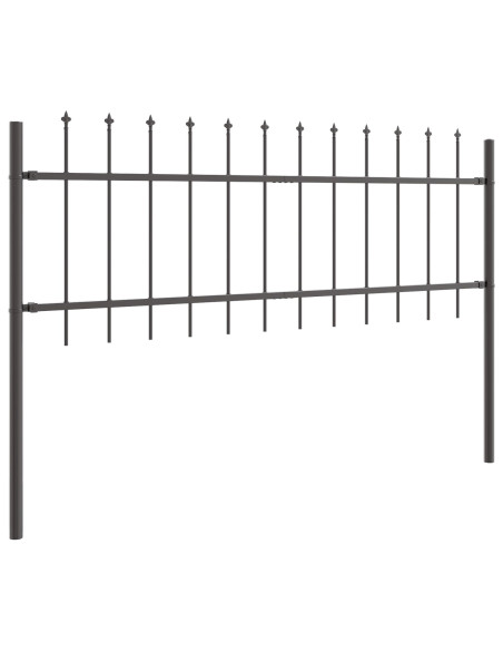 Cancello da Giardino  con Punta a Lancia Grigio 5,1x0,6 m Acciaio