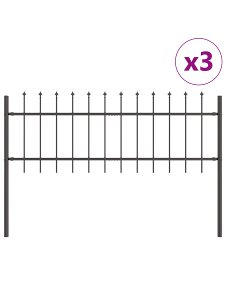 Cancello da Giardino  con Punta a Lancia Grigio 5,1x0,6 m Acciaio