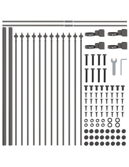Recinzione per Giardino 3 pcs Grigio 5,1 x 0,6 m