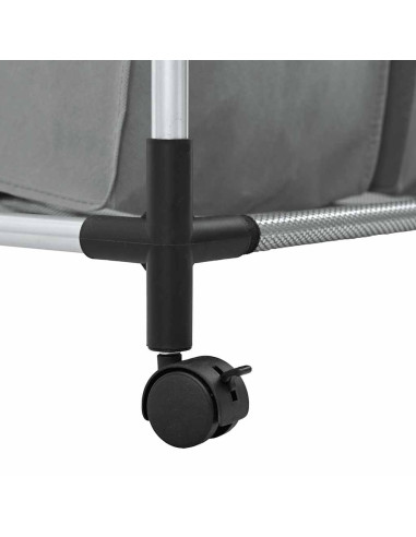 Cesto Portabiancheria con Ruote 3 Scomparti Grigio