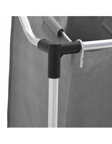 Cesto Portabiancheria con Ruote 4 Scomparti Grigio