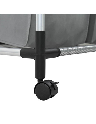 Cesto Portabiancheria con Ruote 4 Scomparti Grigio