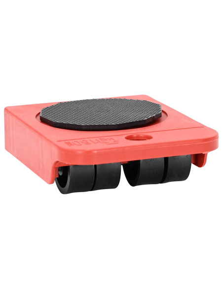 Rulli per Mobili 8 pz con Sollevatori Rossi 9,8x7,5x3 cm 150 kg