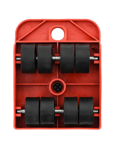 Rulli per Mobili 8 pz con Sollevatori Rossi 9,8x7,5x3 cm 150 kg