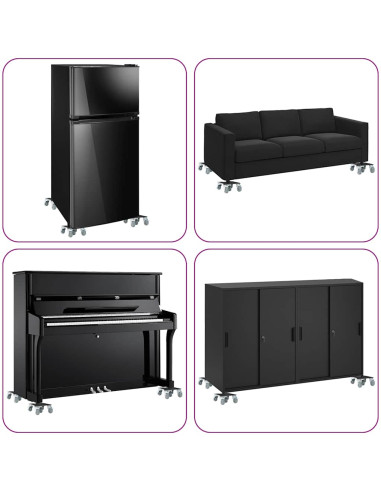 Rulli Mobili 4 pz con Sollevatore 17,5x16x7,5 cm Acciaio 1600kg