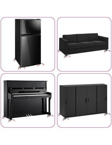 Rulli Mobili 4 pz con Sollevatore 14,5x13,5x4 cm Acciaio 400 kg