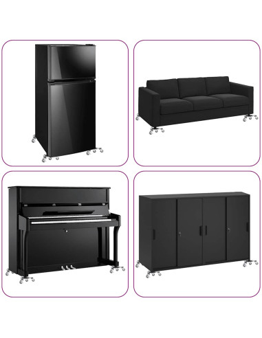 Rulli Mobili 4 pz con Sollevatore 19x17,5x6 cm Acciaio 1000 kg