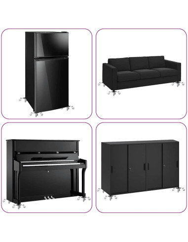 Rulli Mobili 4 pz con Sollevatore 15,5x15,5x5,5 cm 1000 kg