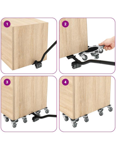 Rulli Mobili 4 pz con Sollevatore 15,5x15,5x5,5 cm 1000 kg