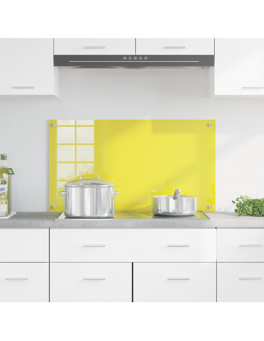 Schienale da Cucina Giallo 90x50x0,6 cm in Vetro Temperato di