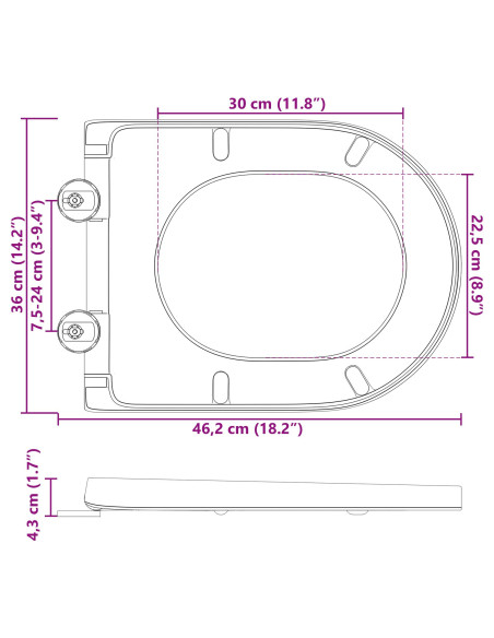 Sedile del WC Grigio 49 x 36 x 4 cm Duroplast