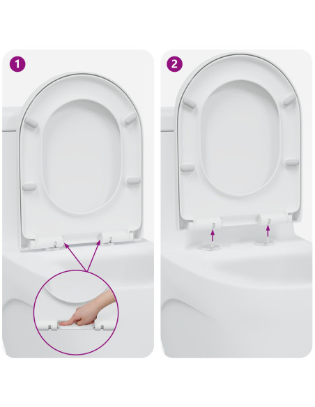 Sgabello per WC con rilascio rapido e chiusura morbida in Duroplast Bianco