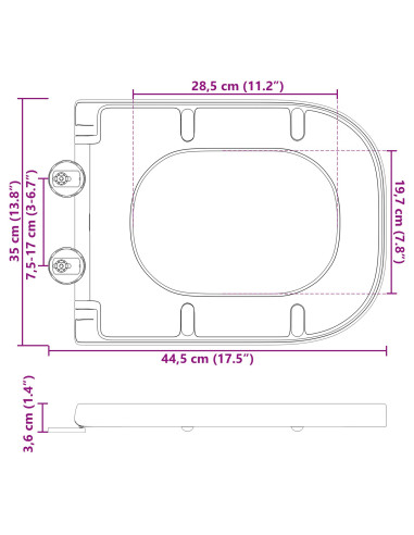 Sedile del WC Bianco 47,5 x 35 x 3,6 cm Duroplast