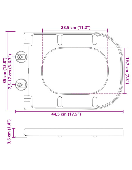 Sedile del WC Bianco 47,5 x 35 x 3,6 cm Duroplast
