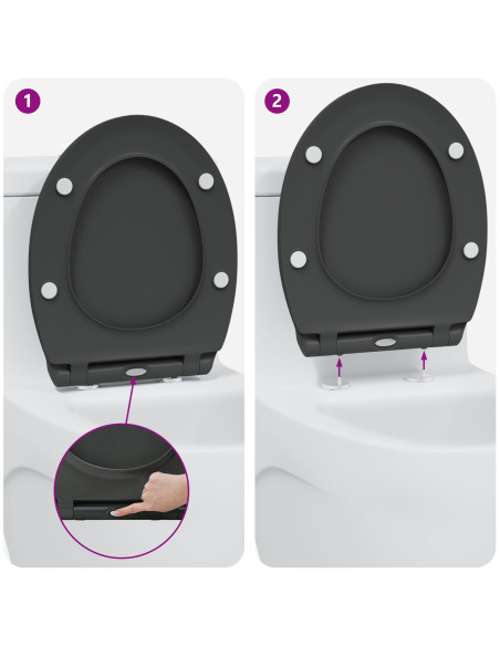 Toilette a rilascio rapido  con chiusura morbida in Duroplast Antracite