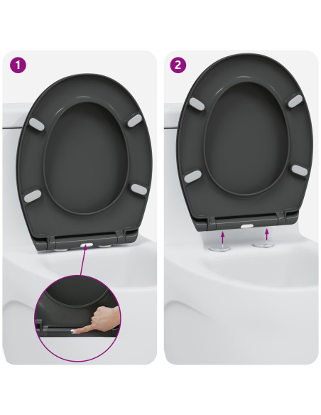 Sedile del WC a rilascio rapido con chiusura morbida Duroplast Antracite