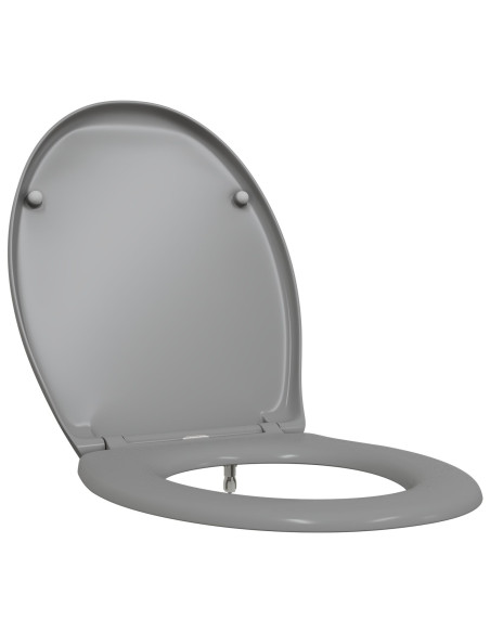 Sedile per WC a rilascio rapido con chiusura morbida in Duroplast Grigio