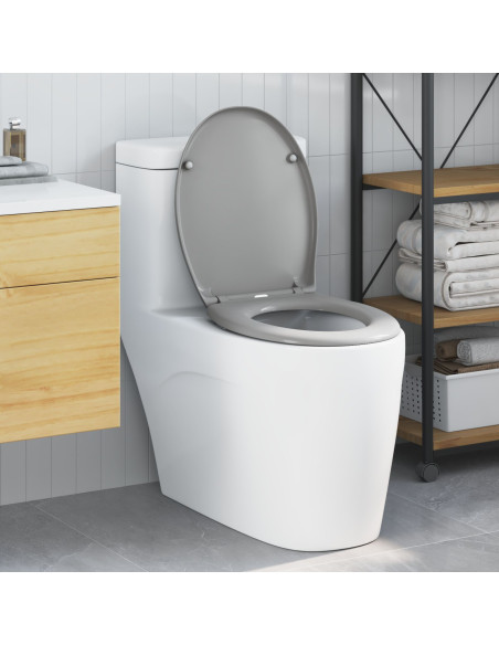 Sedile per WC a rilascio rapido con chiusura morbida in Duroplast Grigio
