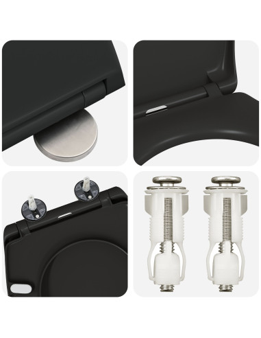 Sedile del WC Nero 47 x 37 x 4 cm Duroplast