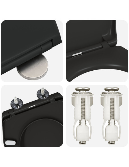 Sedile del WC Nero 47 x 37 x 4 cm Duroplast