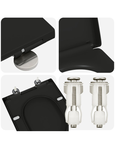 Sedile del WC Nero 49 x 36 x 4 cm Duroplast