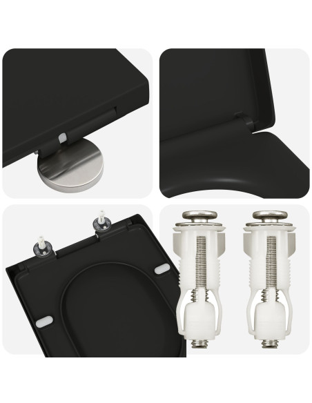 Toilette con rilascio rapido vitaXL con chiusura morbida in Duroplast nera