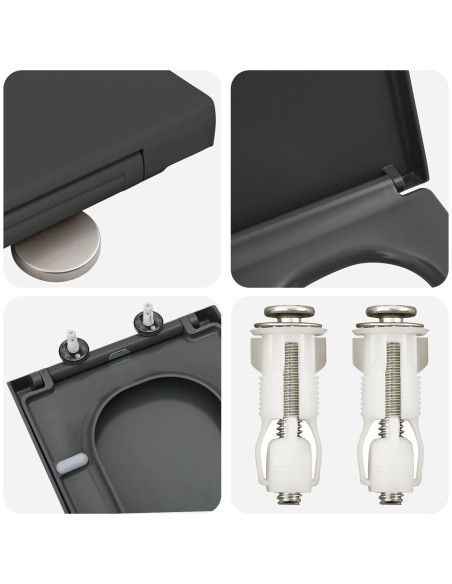 Sedile del WC a rilascio rapido con chiusura morbida in Duroplast Antracite