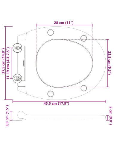 Sedile del WC Grigio 47 x 37,5 x 3,8 cm Duroplast