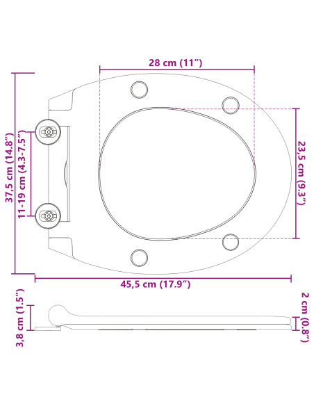 Sedile del WC Grigio 47 x 37,5 x 3,8 cm Duroplast