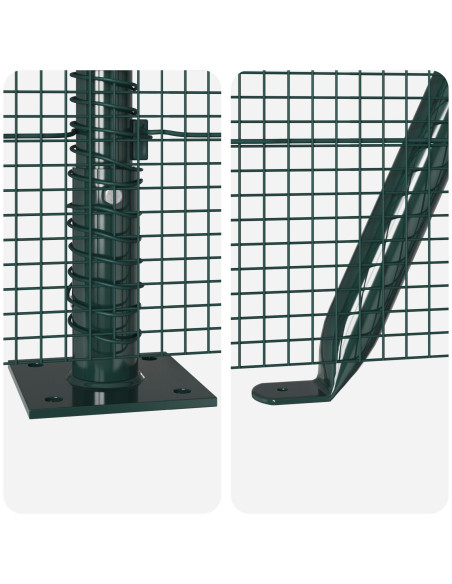 Recinzione in Rete Saldato  con 13 Pali Flangiati Verde 0.5x25 m Acciaio