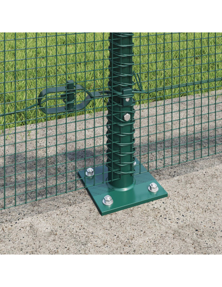 Recinzione in Rete Saldato  con 13 Pali Flangiati Verde 0.5x25 m Acciaio