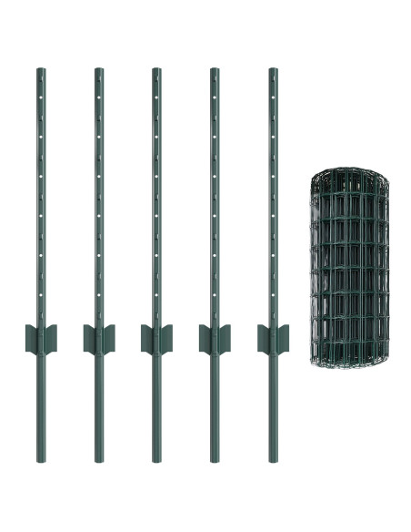 Recinzione Euro  con 5 pali a U Verde 0.6x10 m Acciaio