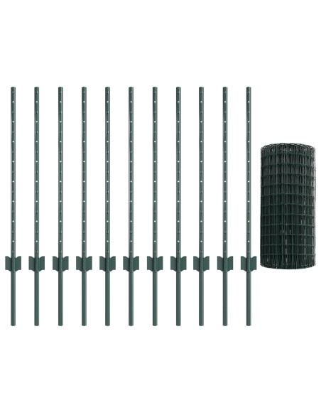 Euro Fence Set Set di 2 Verde Acciaio Verniciato a Polvere