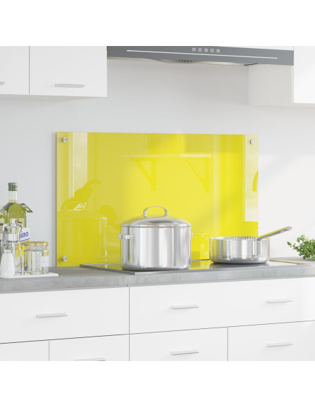 Schienale da Cucina Giallo 90x50x0,6 cm in Vetro Temperato di