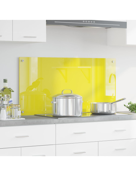 Schienale da cucina  Giallo 100x50x0,6 cm in vetro temperato