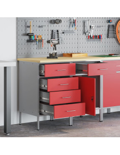 Mobile da lavoro con ruota 2 pcs Rosso e Grigio 75 x 45 x 85 cm