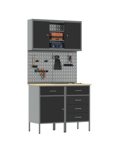 Set di mobili da lavoro con cassetto con lo scaffale 5 pcs Nero