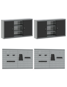 Mobile da lavoro 10 pcs Nero Legno ingegnerizzato e acciaio