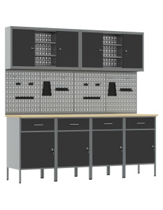 Mobile da lavoro 10 pcs Nero Legno ingegnerizzato e acciaio