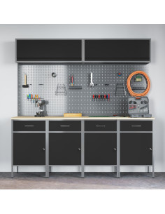 Set di mobili da lavoro con archiviazione 10 pcs Nero