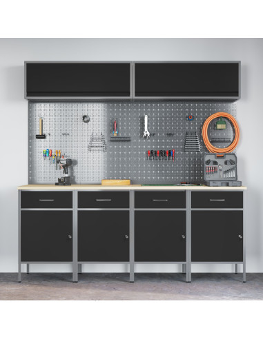 Set di mobili da lavoro con archiviazione 10 pcs Nero